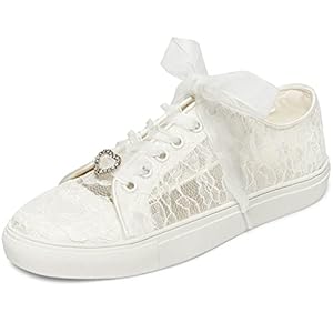 JIAJIA 8832 Trouwschoenen Bruids Sportschoenen Flats Bruid Tennis Schoenen Veter Sportschoenen