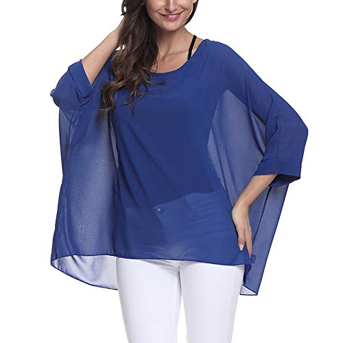 Image of Ckikiou Plus Size Batwing Flowy Semi Sheer Chiffon Blouse Tunic for Women Summer Floral Print Boho Beach Cover ups