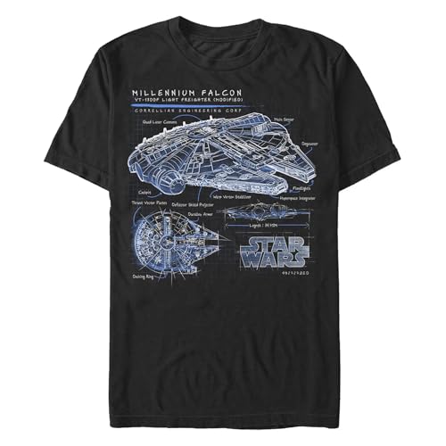 T-shirt Star Wars Falcon Homme noir col rond imprimé coton
