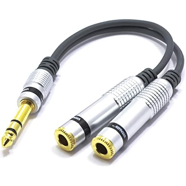 Trójnik Jack 6,3 Stereo Rozdzielacz Wtyk 6,3mm TRS na 2x Gniazdo 6,35 Stereo Adapter Splitter Kabel 15cm