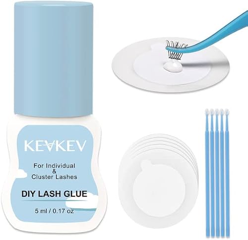 Individual Cluster Lash Glue 5ML Clear Lash Cluster Glue DIY Lash Extension 48 Hours Long Lasting Lash Bond for Lash Clusters Self Application Eyelash Glue Mild Waterproof(5ml, Clear)