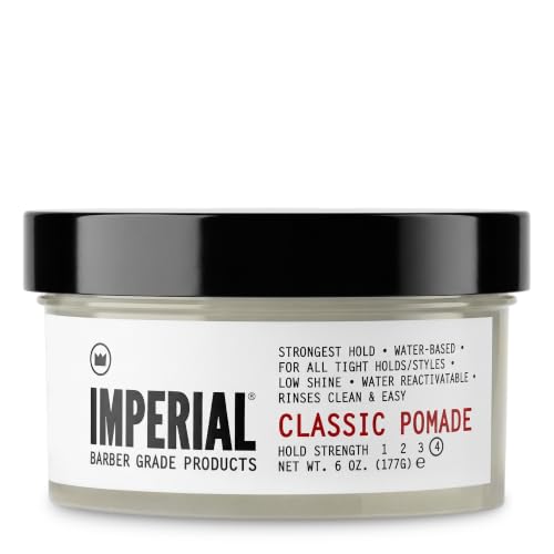 Imperial Classic Pomade jar — 6 oz water-reactivatable strong-hold pomade with low-shine finish