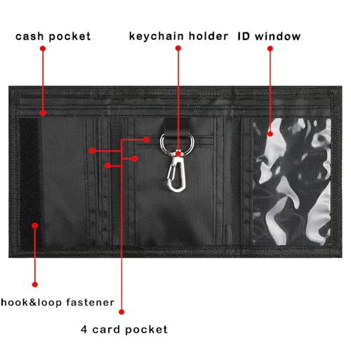 Image of Kids Wallet for Boys Girls Teens Trifold, Canvas Toddler Wallet for Boys, Cute Zipper Wallets Youth with Coin Pocket Card Holders, Novelty Wallets for Childrens Birthday Gifts, Green, 0.4 x