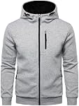 HOOD CREW Mens Casual Hoodie Long Sleeve Full-Zip Lightweight Hooded Sweatshirt