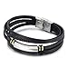 Hoisy Bracciale Uomo Pelle, Bracciale Uomo Cuoio Nero Bracciale Punk Minimalista Nero Tessuto A Canestro 21Cm X 10Mm Braccialetti Uomo E Donna