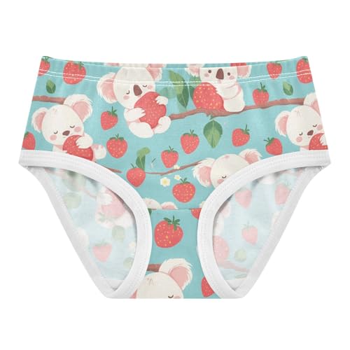Wusikd Koala Bear Girls' Underwear Cotton Sleeping Strawberry Girls Briefs Soft Toddler Underwear 2T