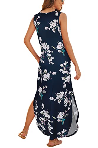 Image of Hount Women's Casual Summer Sleeveless Dress Loose Split Maxi Dresses with Pockets