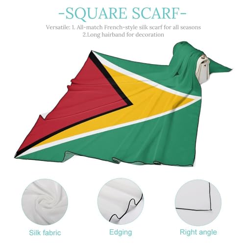 Guyana Flag Women Hair Scarf Square Silk Like Head Scarves Handkerchief Satin Neck Scarf4