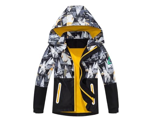 Image of MGEOY Kids Rain Jacket, Waterproof Lightweight Hooded Windbreaker for Boys Girls 4-14Y