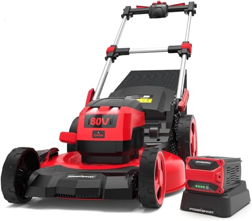 Image of PowerSmart Lawn Mower,80V /6Ah 21''Cordless Electric Push Lawn Mower,3-in-1 Self Propelled Brushless Battery Lawn Mower with Battery&Charger for Garden,Home Use(PS76821SRB)