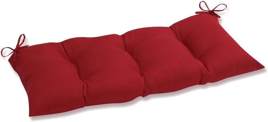 Pillow Perfect Pompeii Solid Indoor/Outdoor Wicker Patio Sofa/Swing Cushion Tufted, Weather and Fade Resistant, 19" x 44", Red, 5 Count