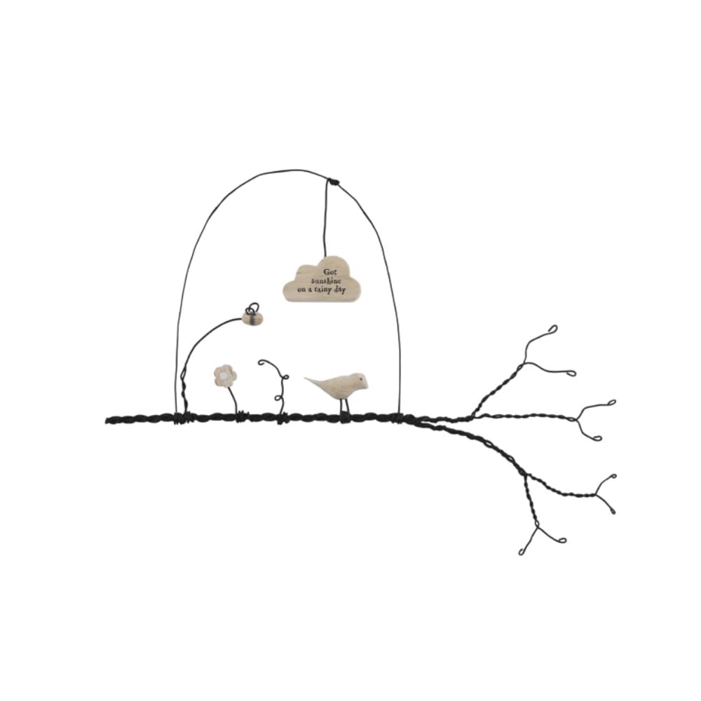 East Of India Natural Wire Twig Hanger - Got Sunshine On A Rainy Day - Home Decoration Sign Ornament