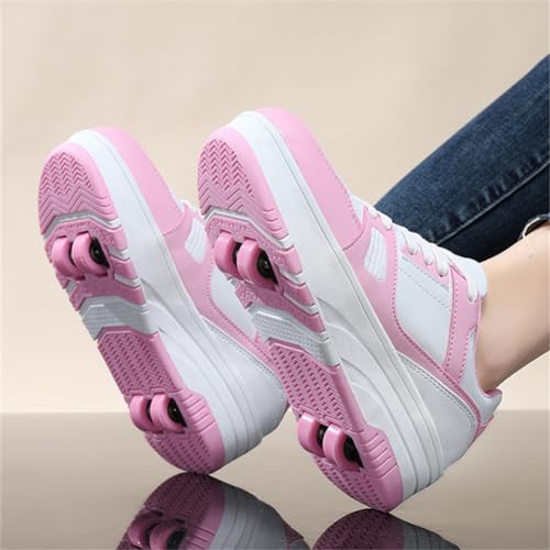 Kids Roller Shoes Boy Girl Sneakers, Skateboarding Shoe Outdoor Sport Shoes Sneakers with 4-Wheels Unisex Retractable Skating Shoes for Children's Park Sports Walking Street Style4
