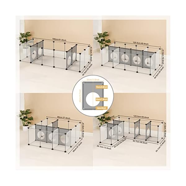 DINMO-Rabbit-Playpen-Guinea-Pig-playpen-Game-Holes-Design-Plastic-and-Matel-Design-Floor-Mat-Design-and-Bottom-Design-Connectors-Accessories-for-Choose-DIY-Visualization-Expanded-Portable-for-Small-An Unique Pet Playpen