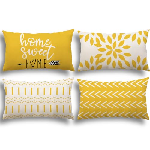 YCOLL Fundas de Cojín, Funda de Almohada del Sofá Throw Cojín Decoración Almohada Funda de Almohada de Lino de la Cubierta Decorativo para Sala de Estar Sofás 30 x 50cm Juego de 4 (Gris)