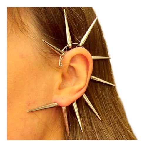 Spiked Ear Cuff Handmade Silver Large Punk Rock Ear Wrap Tribal Jewelry Big Statement Climber Modern Cyberpunk Urban Earrings No Piercing Men Goth Headdress