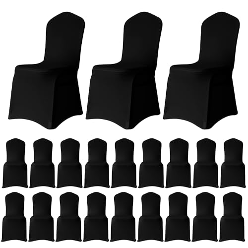 WedDecor Wedding Chair Covers Spandex Stretch Slipcovers Black Set of 50