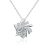StarGems® 0.5ct Moissanite 925 Silver Platinum Plated&Zirconia Windmill Necklace B4617