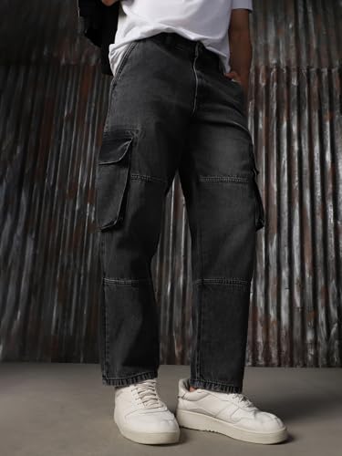 Image of High Star Men Cotton Washed Straight Fit Mid-Rise Regular Jeans