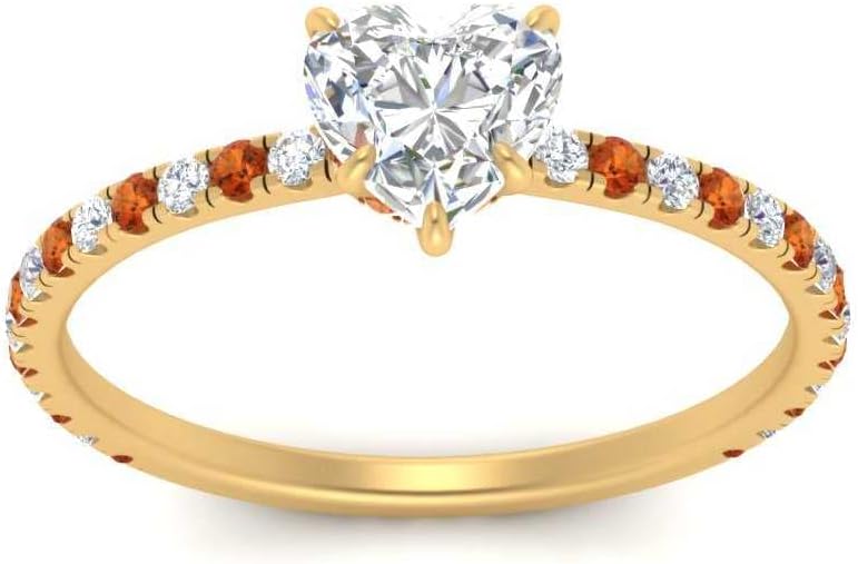 Choose Your Gemstone Three Fourth Under Halo Yellow Gold Plated Heart Shape Stone Engagement Chakra Healing Rings Minimal Wedding Promise Gift Size 4 to 12