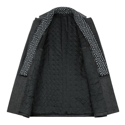 YOUTHUP Herren Mantel Regular Dicker Winter Wollmantel Mittellänge Wolle Wintermantel Freizeit Business, Köper-Grau, XL
