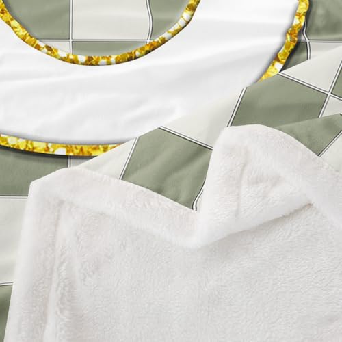 Image of Erosebridal Sage Green Checkered Sherpa Blanket Plaid Initial C Fuzzy Plush Throw Personalized Monogram Fleece Blanket for Kids Boys Girls,Fashion Grids Gingham Decor for Bed Couch 40 inchx50 inch