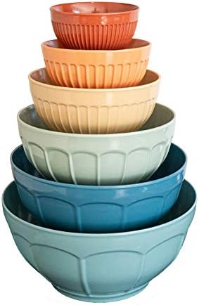 TarHong French Country 6 Piece Mixing Bowl Set, Multi Color (Multicolor), Melamine