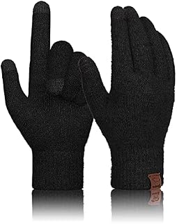 Voqeen 100% Wool Glove Winter Warm Touchscreen Gloves 3 Fingers Touch Screen Texting Mitten Glove for Men Women for Cycling Running Climbing Hiking Outdoor Sports