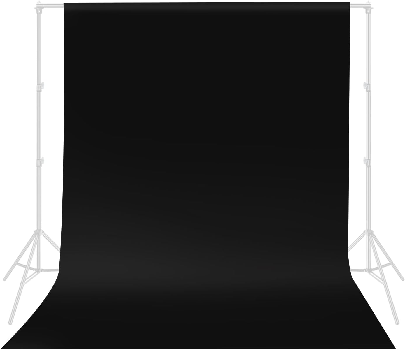 Hemmotop 5 x 6.5 ft Black Backdrop Background for Photography100% Pure Muslin Collapsible Backdrop Background Screen for Photo Video Studio with 3X Backdrop Clip Clamp