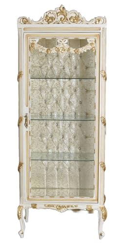 Palazzo Cat977d Vitrine sur pied, style baroque, dorée, haute armoire vitrée, étagère vitrée, antique