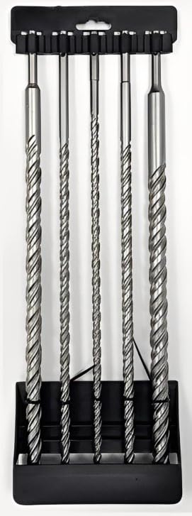 Unibos | SDS Plus Rotary Hammer Drill Bit Set 450MM, 5PCS 10-25mm Cross Drill Bits Hammer Impact Drill Bit 4-Cutter Carbide Tips For Drilling Stone, Concrete, Brick Wall, Cement, Masonry
