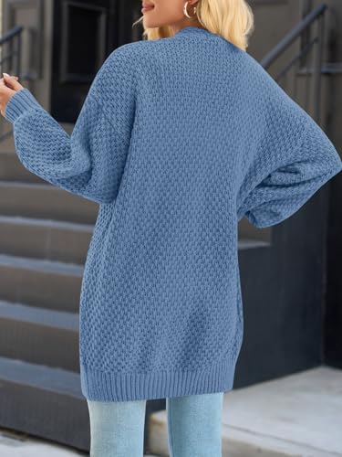 Saodimallsu Womens Oversized Open Front Cardigans Fall Chunky Knit Lantern Long Sleeve Sweater Coats with Pockets4