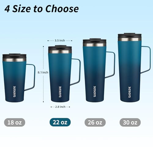 Image of BJPKPK 22oz Insulated Tumbler with Handle, Lid & Straw, Stainless Steel