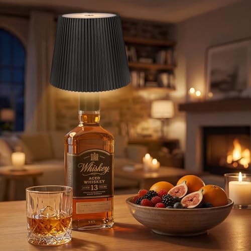 Ketom Flaschenlampe Aufsatz LED Aufladbar Schwarz, IP54 Wasserdicht...