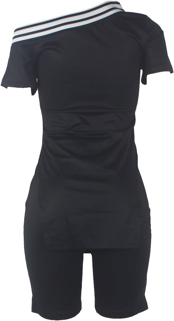 Women‘s One Shoulder 2 Piece Set Outfits Summer Half Sleeve Slim fit Tracksuit - Image 4