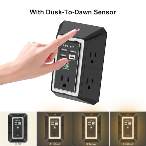 Image of Wall Charger, Surge Protector, QINLIANF 5 Outlet Extender with 4 USB Ports