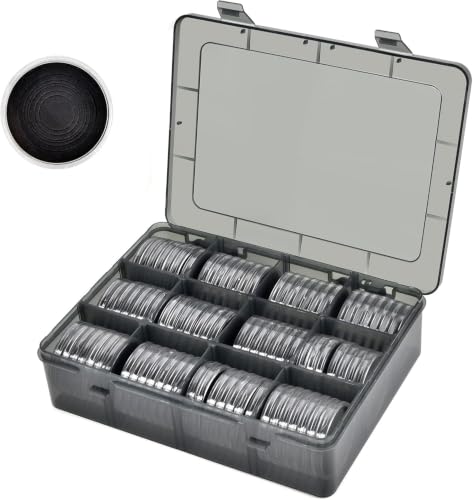 Image of 84 Pieces 46 mm Coin Capsules, with Foam Gasket and Plastic Storage Box