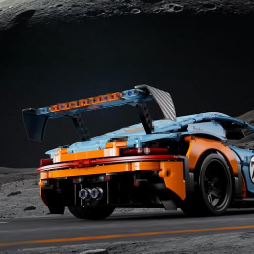 JUCYJULY Technik Sportwagen Bausteine Set für Porsche 911 Gulf Blue, 1168 Klemmbausteine Auto Bausatz Supersportwagen Modellbausatz, MOC Car Rennwagen Modellauto Spielzeug Geschenk Erwachsene Kinder