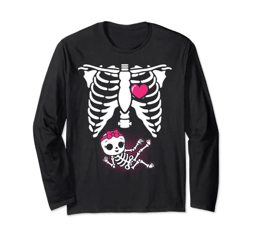 Halloween Scheletro Gravidanza Neonata X-Ray Divertente Incinta Maglia a Manica