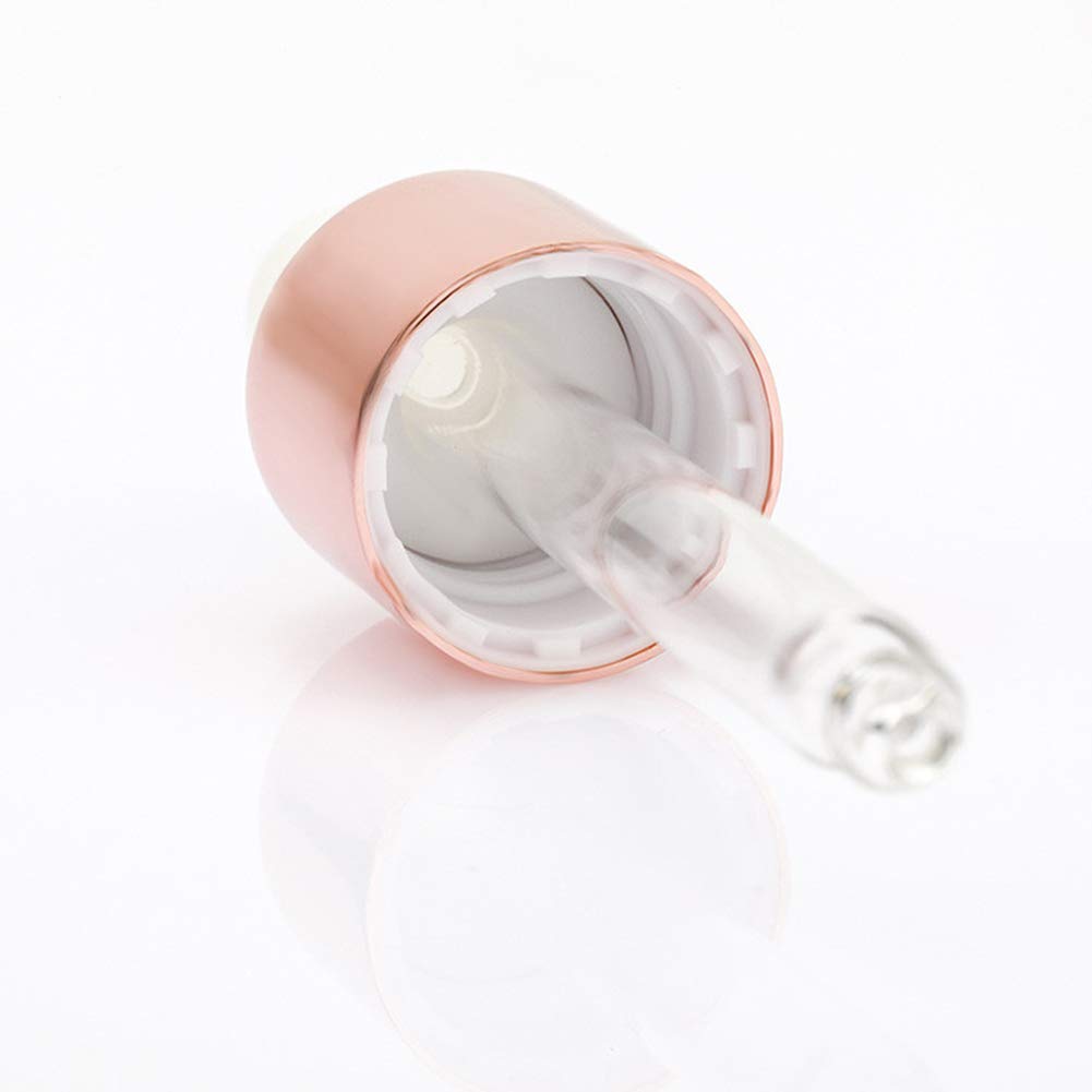 30 Clear Glass Dropper Bottles Essential Oil Sample Perfume Vials Liquid Cosmetic Containers Glass Eye Dropper Bottles With Rose Gold Lids (5ml)
