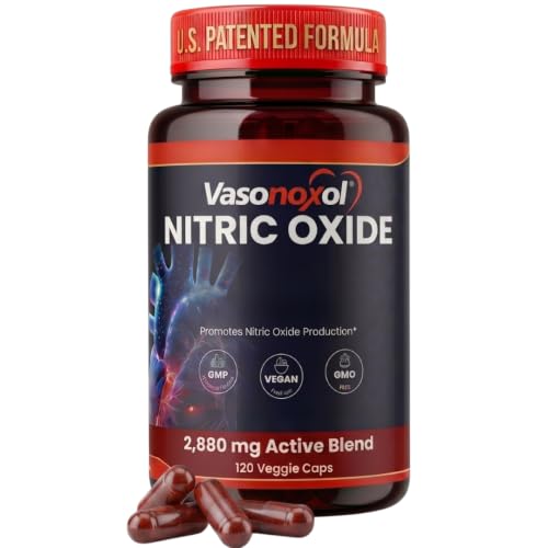 Panoxol Vasonoxol U.S. Patented Nitric Oxide Supplement with L-Arginine & L-Citrulline - Vegan Non-GMO 120 Veggie Capsules