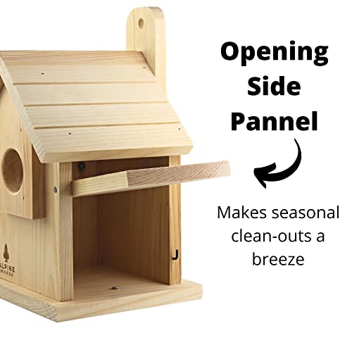 Alpine Woods Bird House - Bird Houses For Outside – Handmade Bluebird House – 9"X 6"X 6" Bluebird Houses - Wooden Bird House With Clean-Out Door And Predator Guard – Made In Usa #TOP2