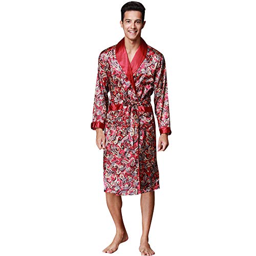 Pijama camisón largo BaronHong de seda para hombre bata elegante de noche