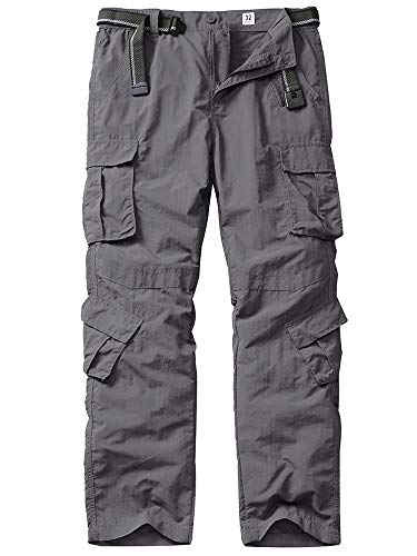 linlon Men's Outdoor Casual Quick Drying Lightweight Hiking Cargo Pants with 8 Pockets