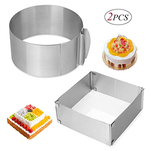HMIN Adjustable Cake Mold Mousse Ring, Heavy Duty 6-12 Inch Round Cake Ring
