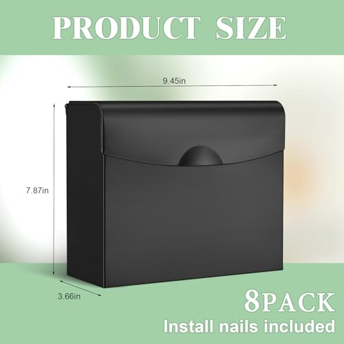 Image of Tioncy 8 Pcs Sanitary Napkin Disposal Receptacle Stainless Steel Sanitary Napkin Receptacle Wall Mounted Tampon Disposal Bin Waste Tampon Holder Feminine Hygiene Container (Black)