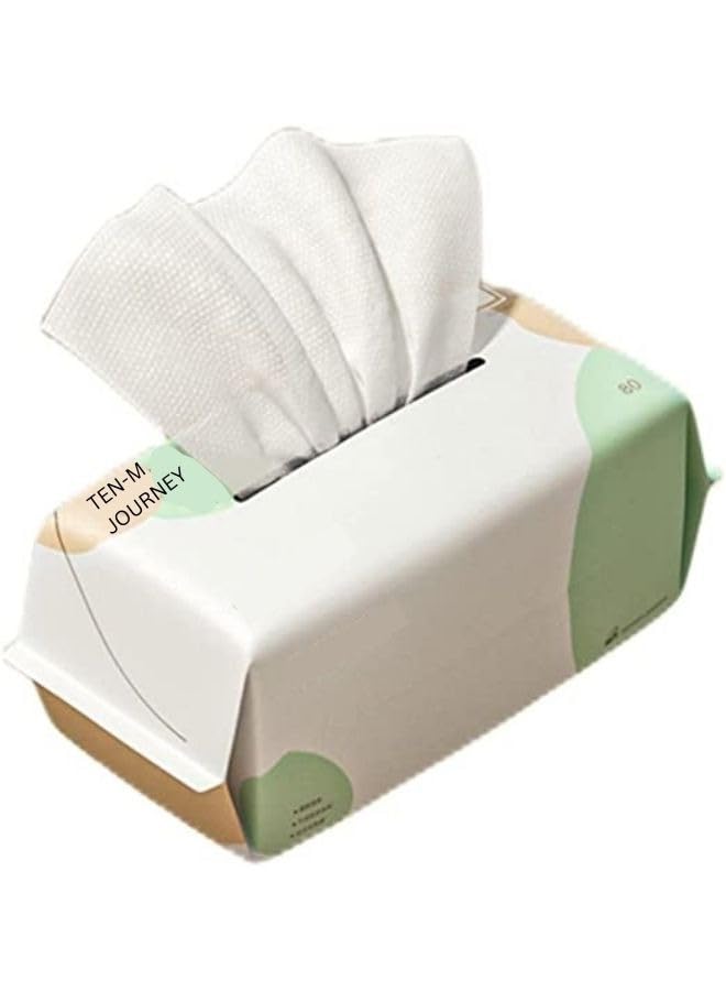 Premium Soft Dry Wipes Natural Cotton Fabric Gentle and Absorbent Tissue, Disposable Face Towel Tissue Ideal for Sensitive Skin Perfect for Baby Care 80 Count