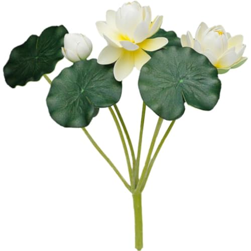 人工蓮 造花 曲げ可能 蓮の花束 本物そっくり スイレン 人工花 ハウス クラフト 花 ホーム テンプル 装飾 1個 白