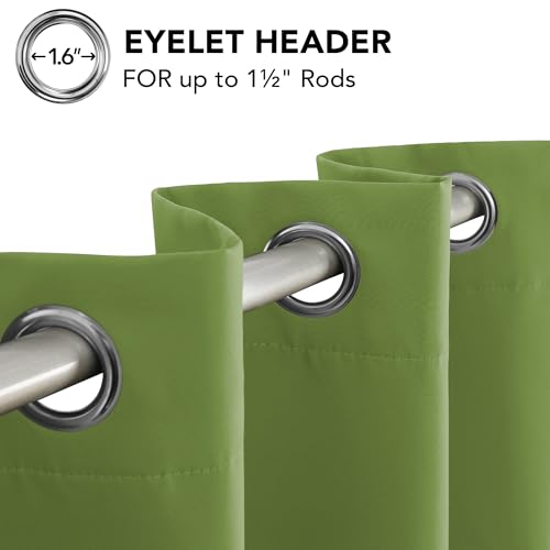 Image of Deconovo Curtains Green Super Soft Solid Thermal Insulated Eyelet Bedroom Blackout Curtains for Boys 46 x 54 Inch Green 1 Pair