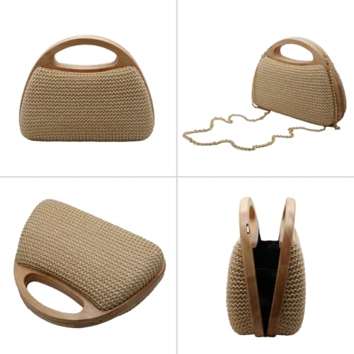 Image of UMREN Straw Clutch Handbags Women Beach Crossbody Hand-woven Summer Purse Wallet Top handle Evening Bag for Wedding Party